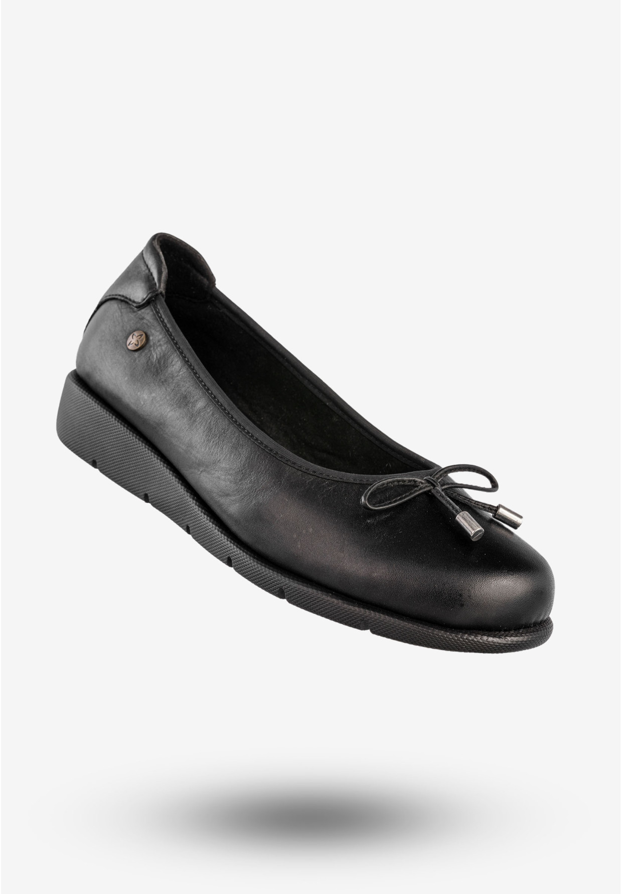 Baleriny Damskie Skórzane Półbuty Z Kokardką Czarne Maciejka P6504-01/00-1