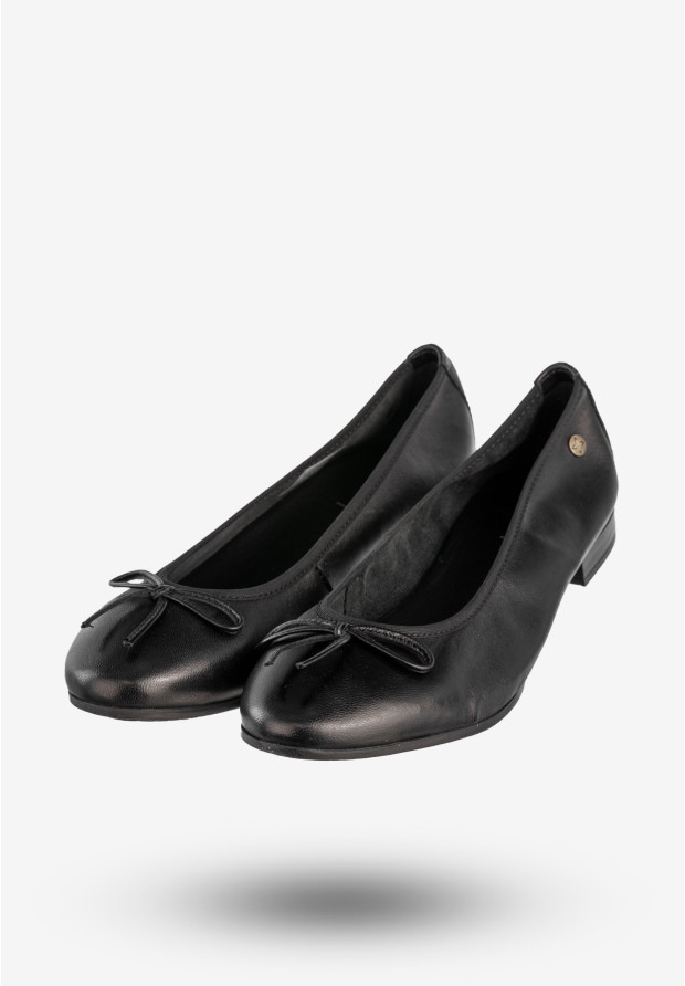 Baleriny Damskie Skórzane Buty Klasyczne Półbuty Czarne Maciejka P6800-01/00-0