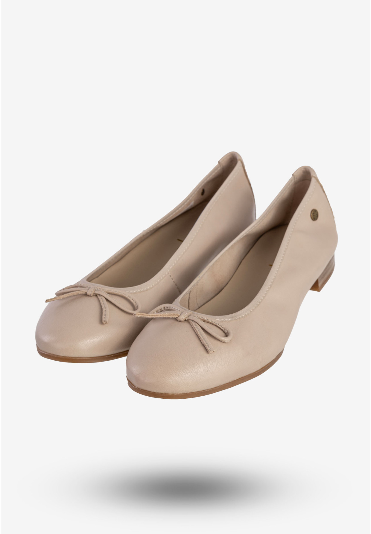 Baleriny Damskie Skórzane Buty Klasyczne Półbuty Beżowe Maciejka P6800-04/00-0