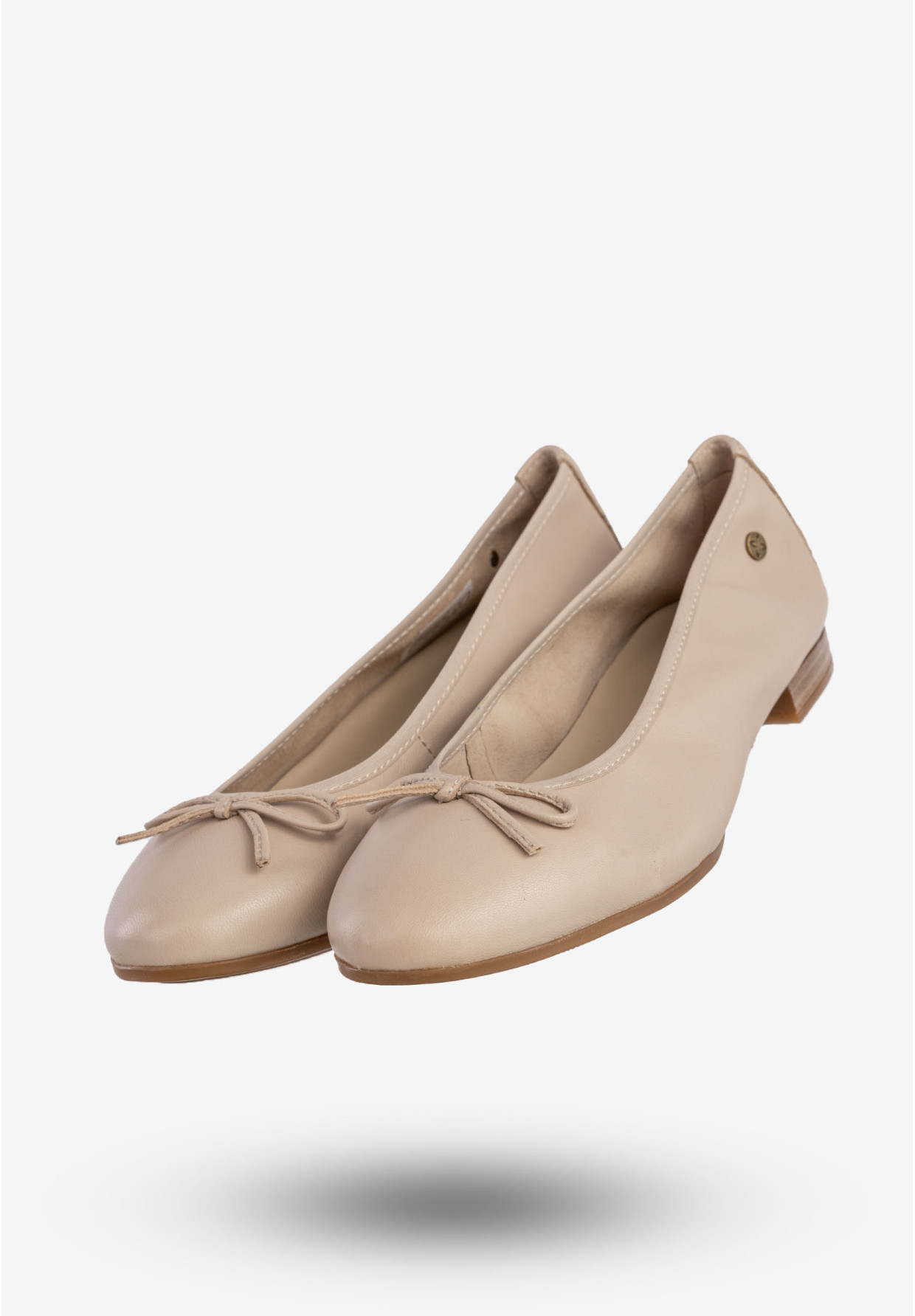 Baleriny Damskie Skórzane Buty Klasyczne Półbuty Beżowe Maciejka P6800-04/00-0