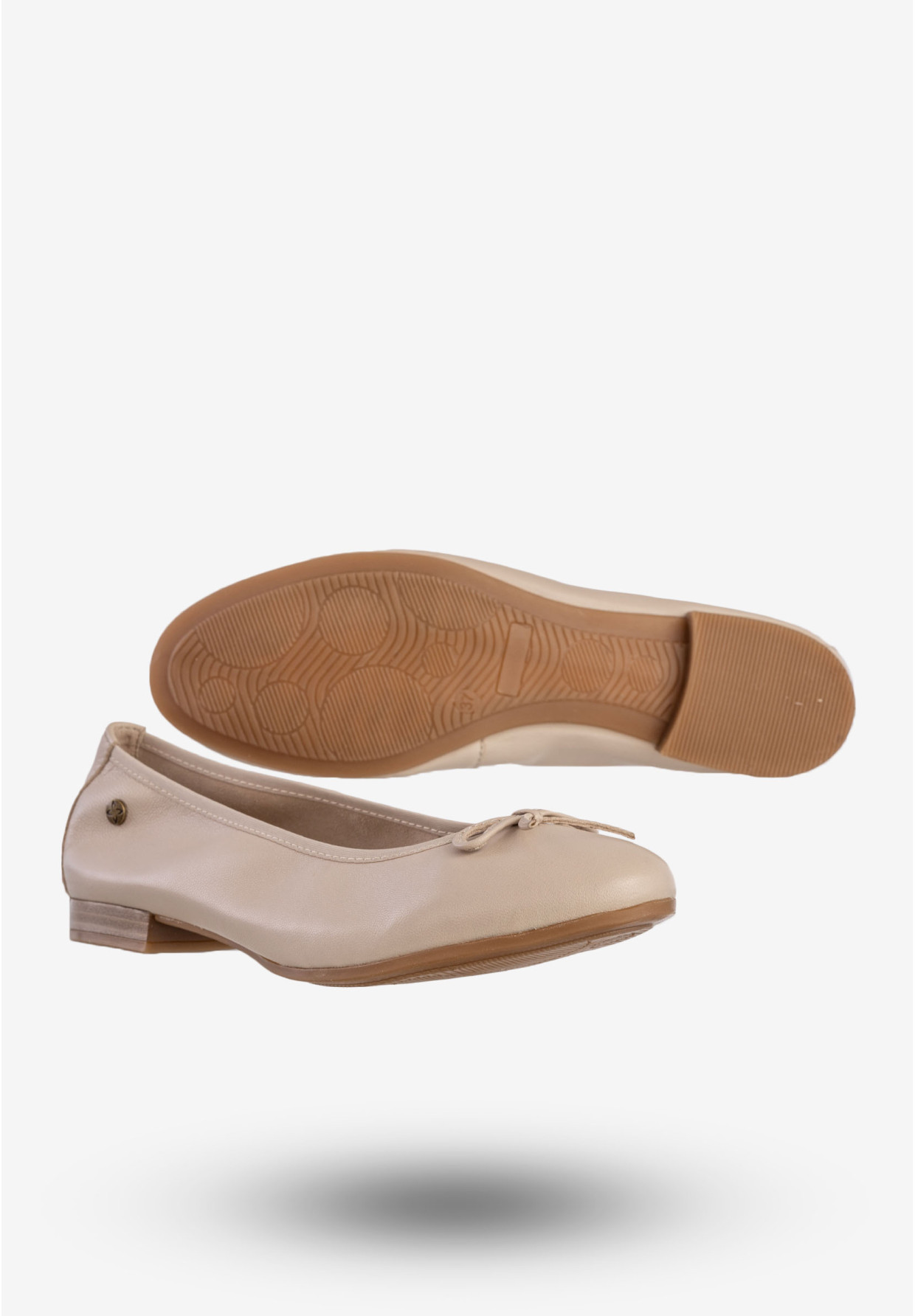 Baleriny Damskie Skórzane Buty Klasyczne Półbuty Beżowe Maciejka P6800-04/00-0
