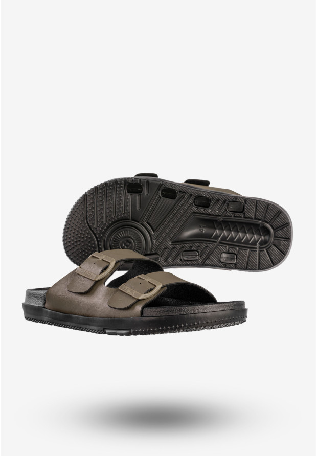 Klapki Męskie BIG STAR Casual Z Klamrami Buty Khaki NN174592