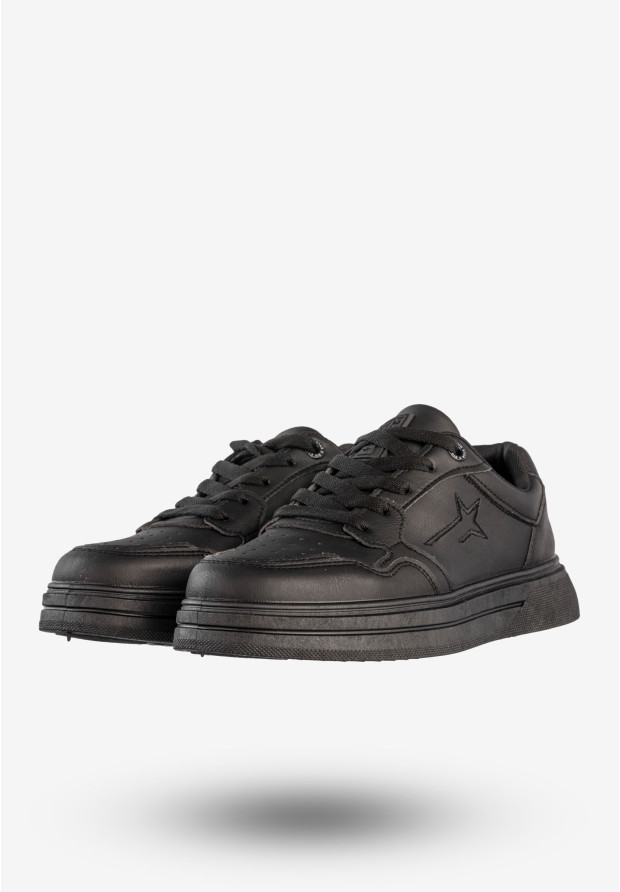 Sneakersy Męskie BIG STAR Ekoskóra Buty Sportowe Czarne RR174572