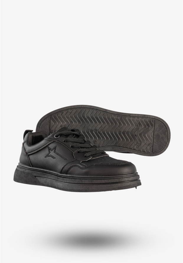Sneakersy Męskie BIG STAR Ekoskóra Buty Sportowe Czarne RR174572