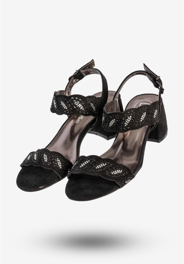 Sandały Damskie Buty Na Klocku Eleganckie Czarne Filippo DS3606/22BK