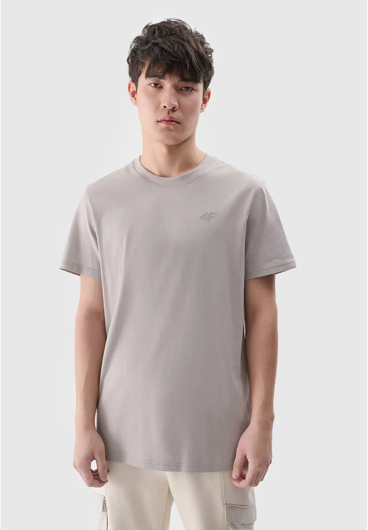 Koszulka Męska 4F T-shirt Basic Regular Beżowy 4FWSS25TTSHM2074