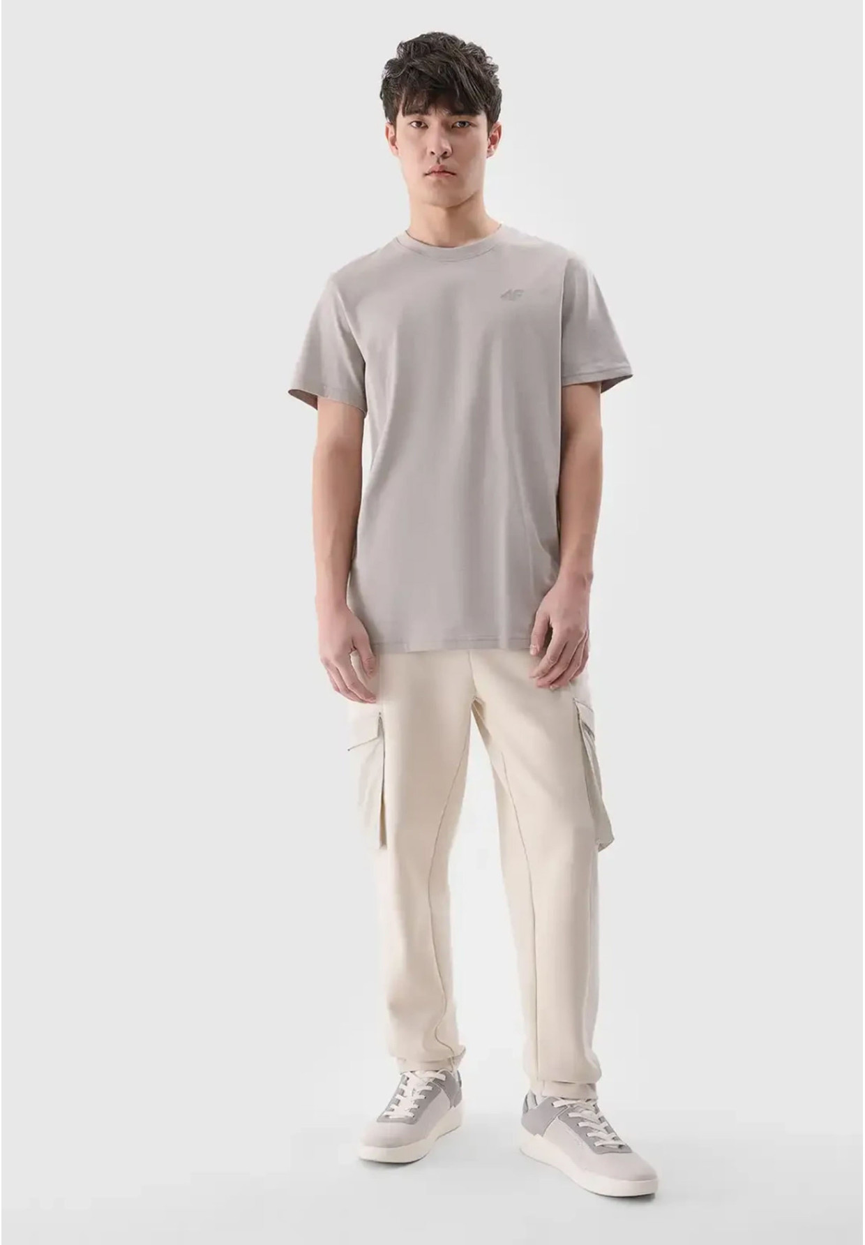 Koszulka Męska 4F T-shirt Basic Regular Beżowy 4FWSS25TTSHM2074
