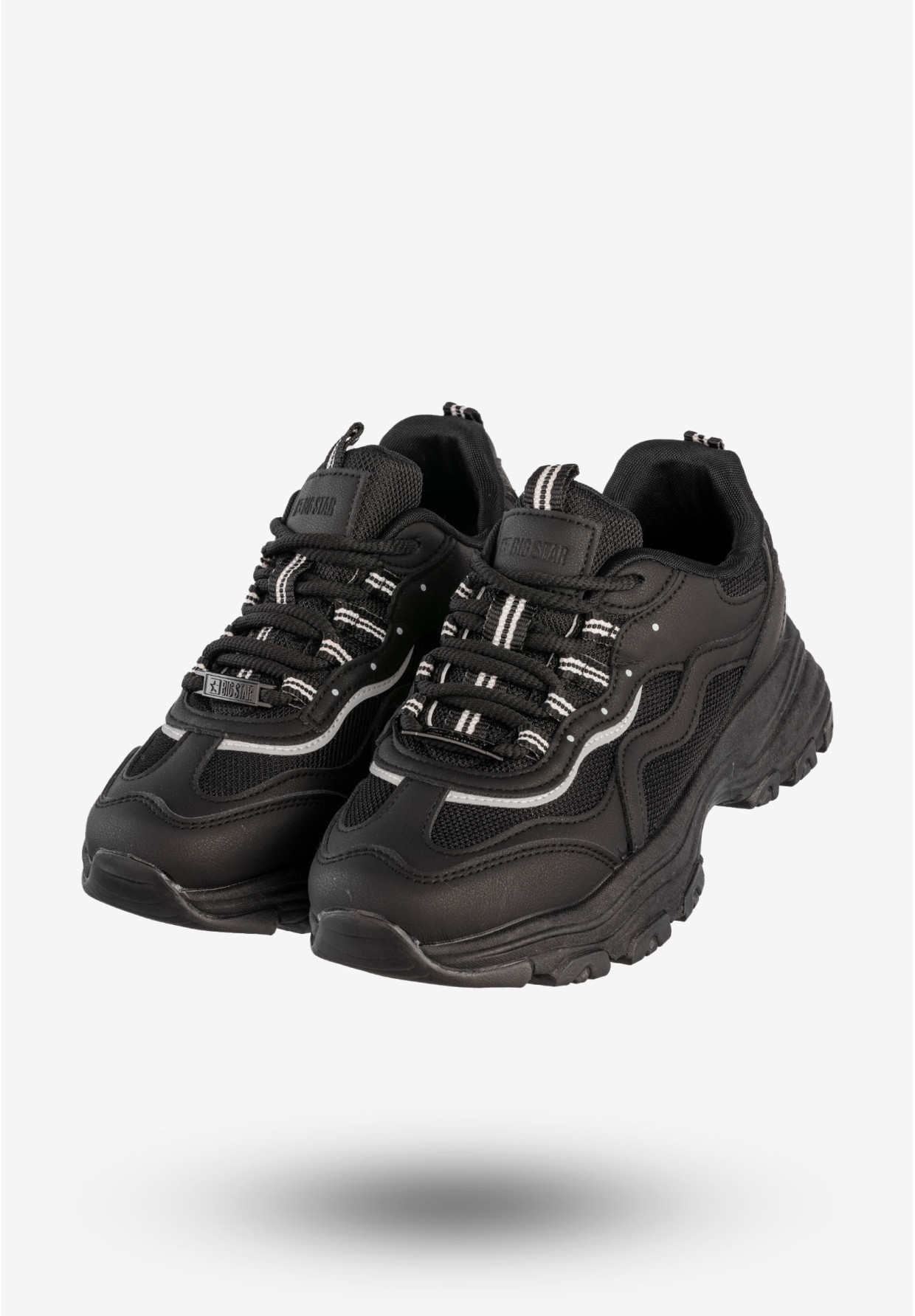 Sneakersy Damskie BIG STAR Sportowe Buty Z Odblaskami Czarne RR274A177
