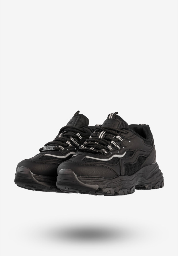 Sneakersy Damskie BIG STAR Sportowe Buty Z Odblaskami Czarne RR274A177