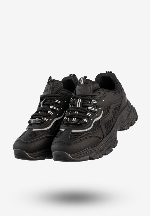 Sneakersy Damskie BIG STAR Sportowe Buty Z Odblaskami Czarne RR274A177