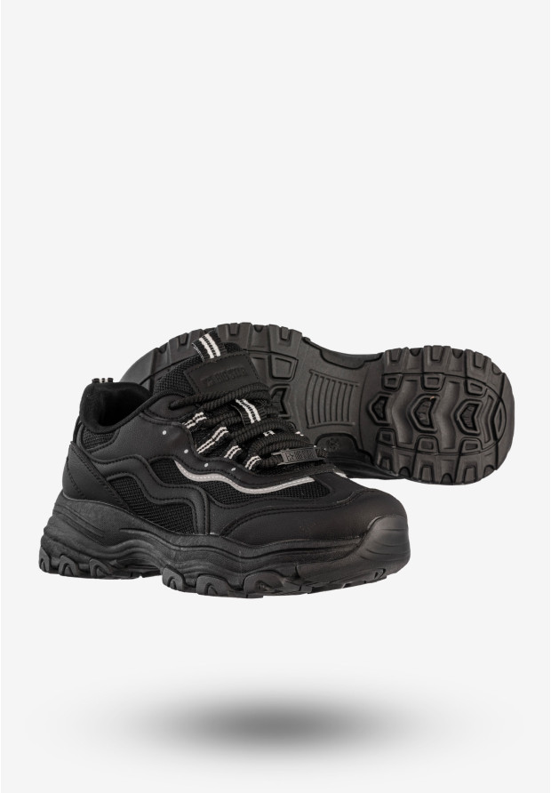 Sneakersy Damskie BIG STAR Sportowe Buty Z Odblaskami Czarne RR274A177