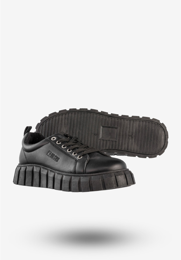 Sneakersy Damskie BIG STAR Buty Na Platformie Trampki Czarne MM274617