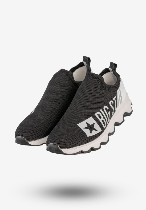 Sneakersy Damskie BIG STAR Wsuwane Buty Sportowe Logo Czarne JJ274A143