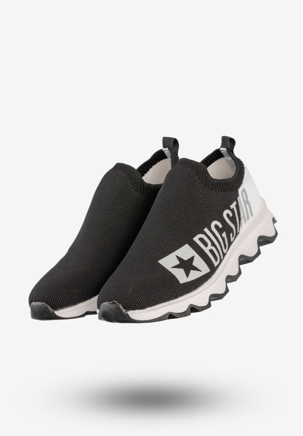 Sneakersy Damskie BIG STAR Wsuwane Buty Sportowe Logo Czarne JJ274A143