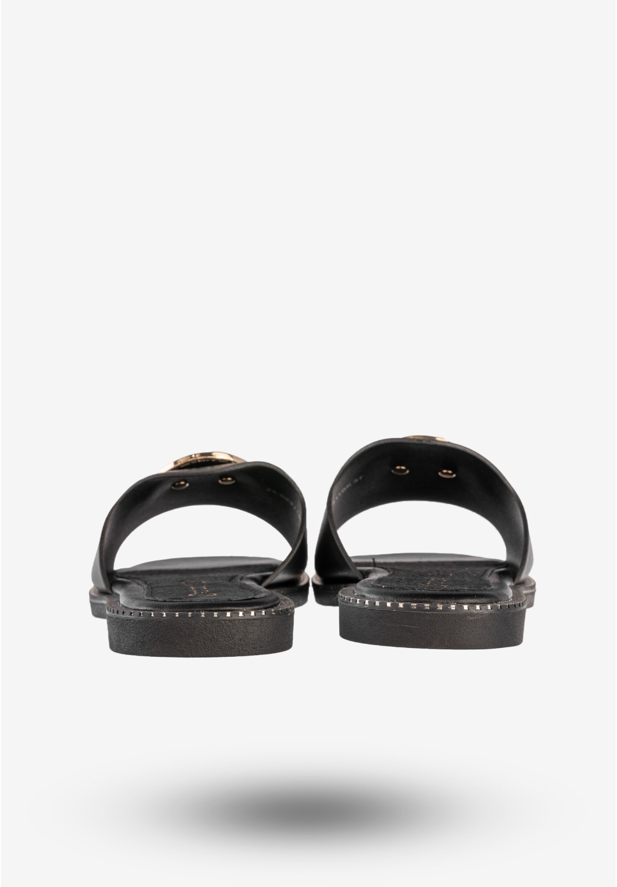 Klapki Damskie Ekoskóra Buty Eleganckie Płaski Obcas Czarne Potocki 25-08311BK