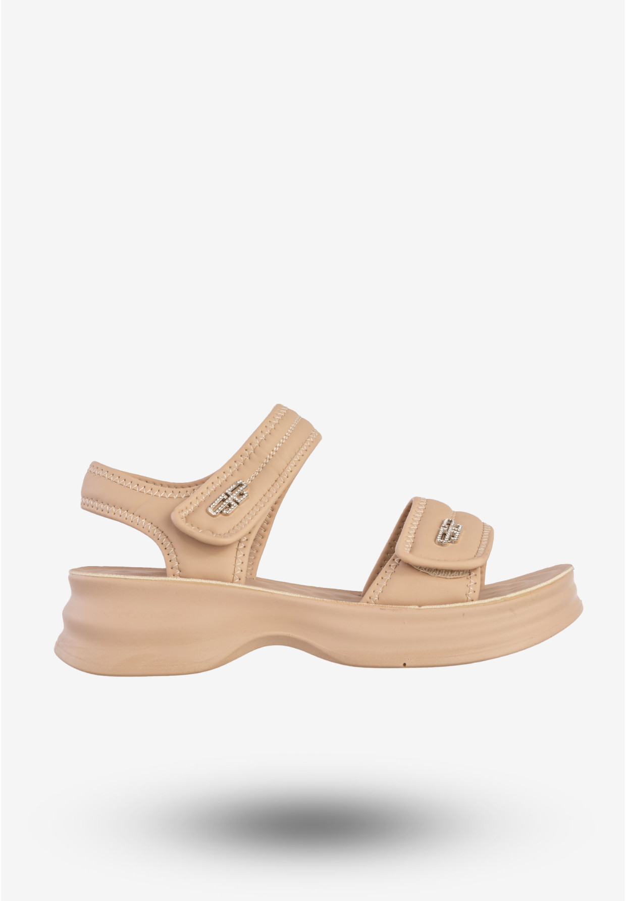 Sandały Damskie Ekoskóra Buty Eleganckie Na Rzepy Beżowe Potocki 25-105300BG
