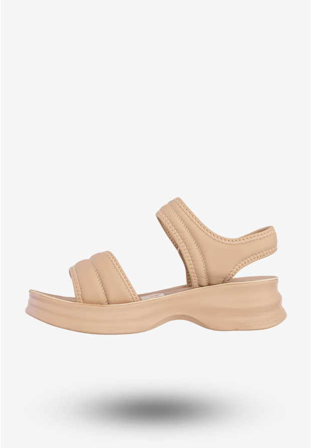 Sandały Damskie Ekoskóra Buty Eleganckie Na Rzepy Beżowe Potocki 25-105300BG