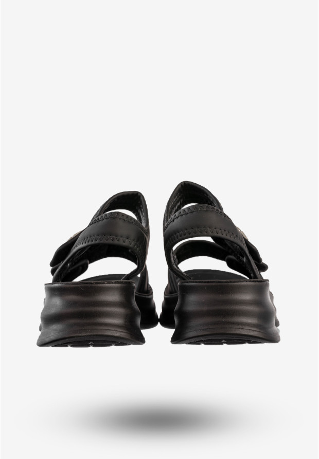 Sandały Damskie Ekoskóra Buty Eleganckie Na Rzepy Czarne Potocki 25-105300BK