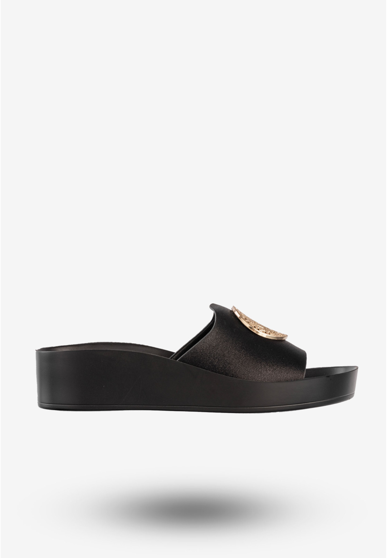 Klapki Damskie Ekoskóra Buty Eleganckie Na Platformie Czarne Potocki 25-43326BK