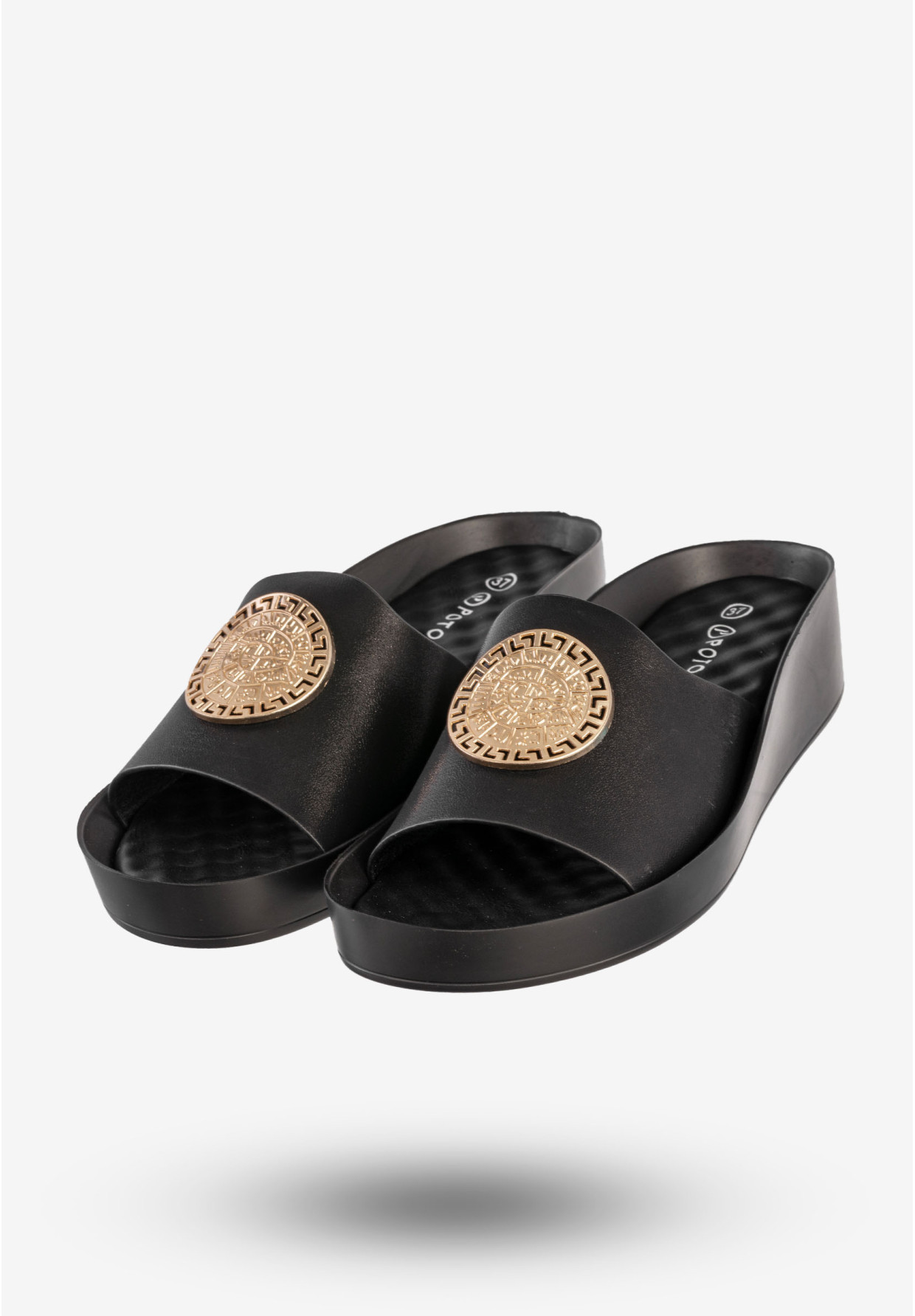 Klapki Damskie Ekoskóra Buty Eleganckie Na Platformie Czarne Potocki 25-43326BK