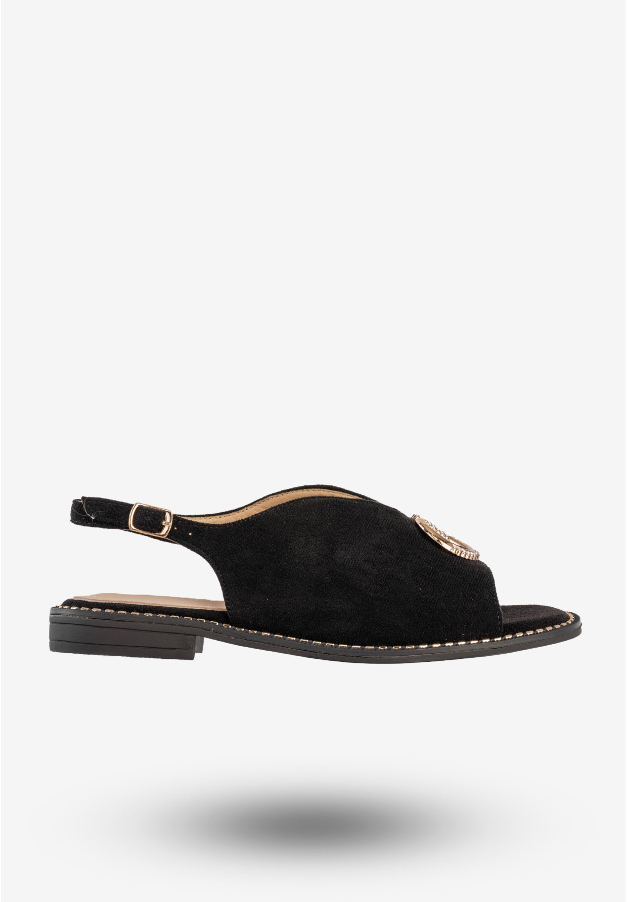 Sandały Damskie Buty Eleganckie Płaski Obcas Skórzana Wkładka Czarne Potocki 25-43329BK
