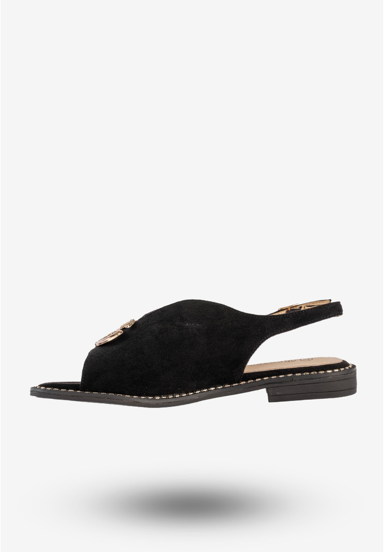 Sandały Damskie Buty Eleganckie Płaski Obcas Skórzana Wkładka Czarne Potocki 25-43329BK