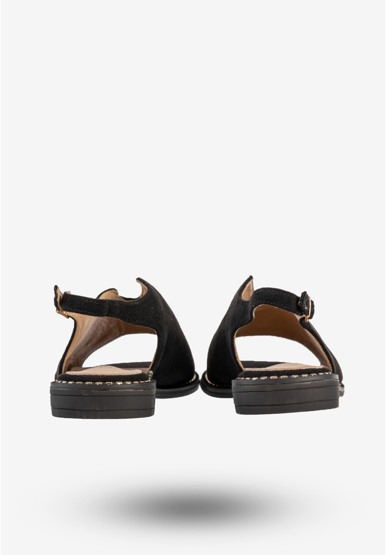 Sandały Damskie Buty Eleganckie Płaski Obcas Skórzana Wkładka Czarne Potocki 25-43329BK