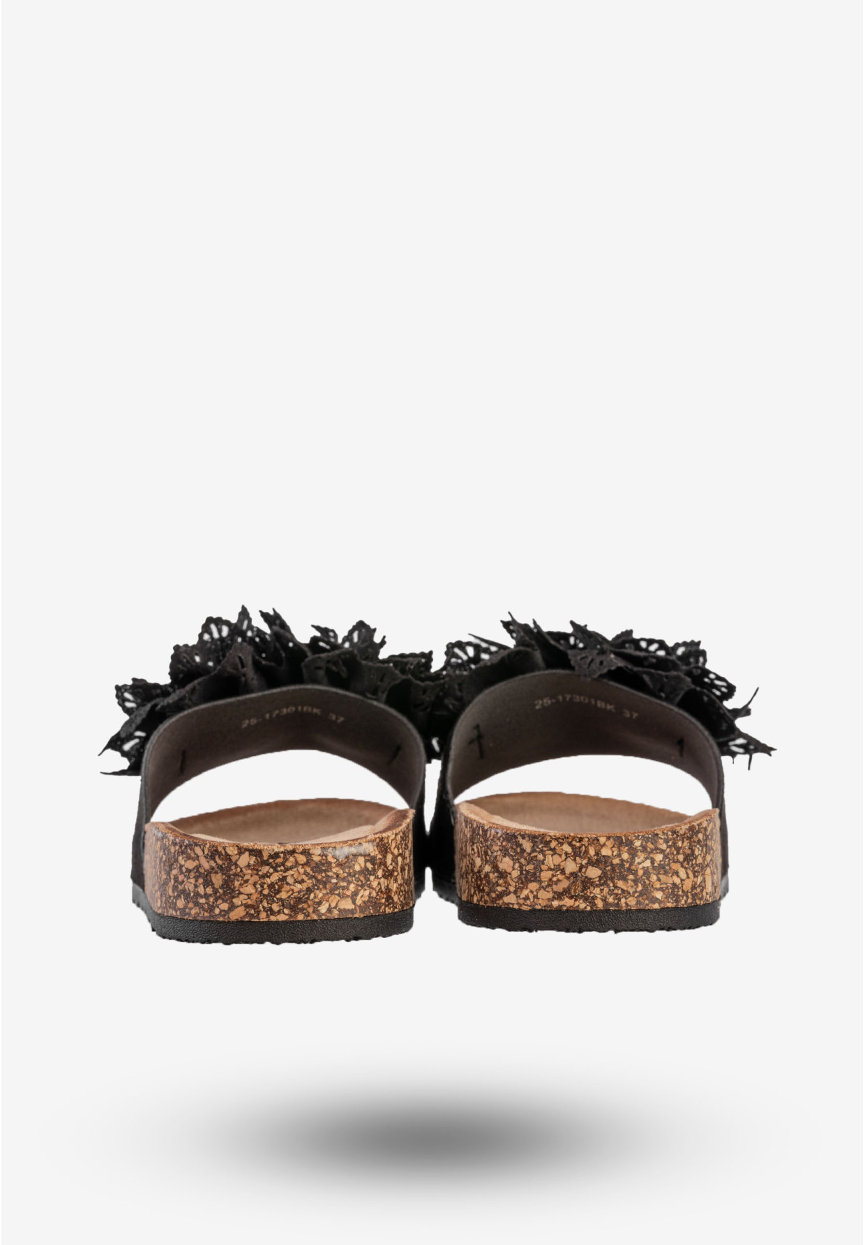 Klapki Damskie Buty Eleganckie Z Kwiatkiem Czarne Potocki 25-17301BK