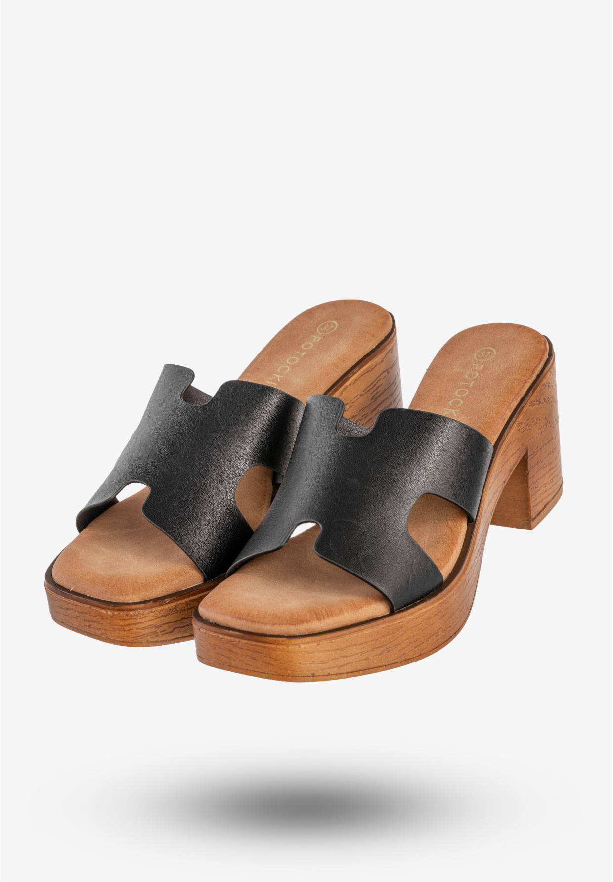 Klapki Damskie Ekoskóra Buty Na Klocku Czarne Potocki 25-21355BK