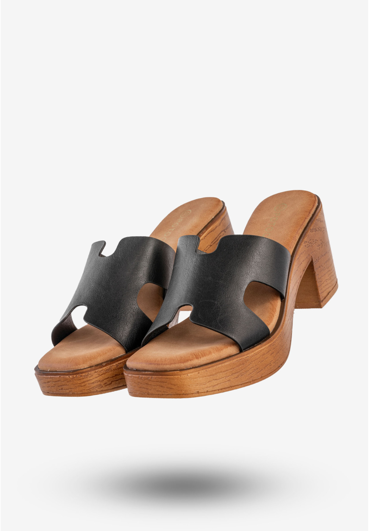 Klapki Damskie Ekoskóra Buty Na Klocku Czarne Potocki 25-21355BK