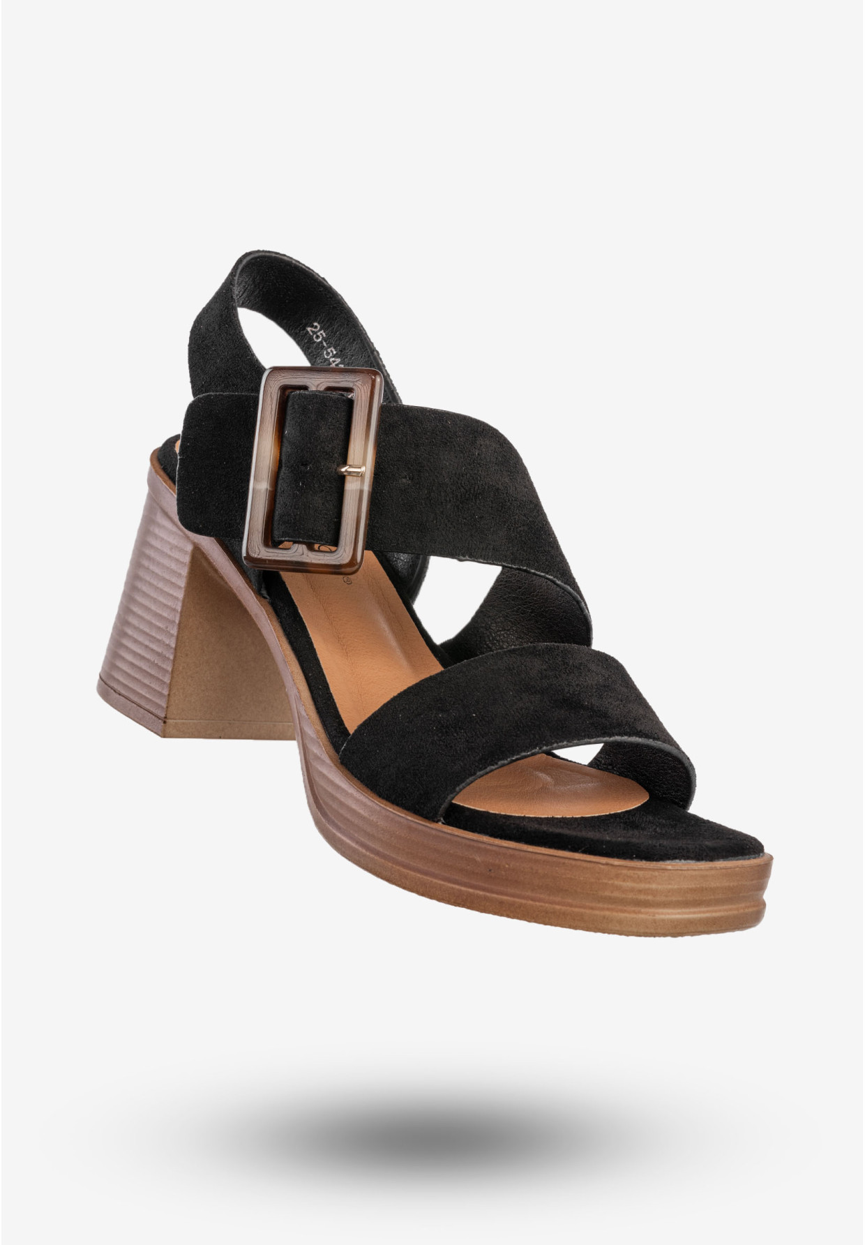Sandały Damskie Ekoskóra Buty Eleganckie Na Obcasie Czarne Potocki 25-54307BK