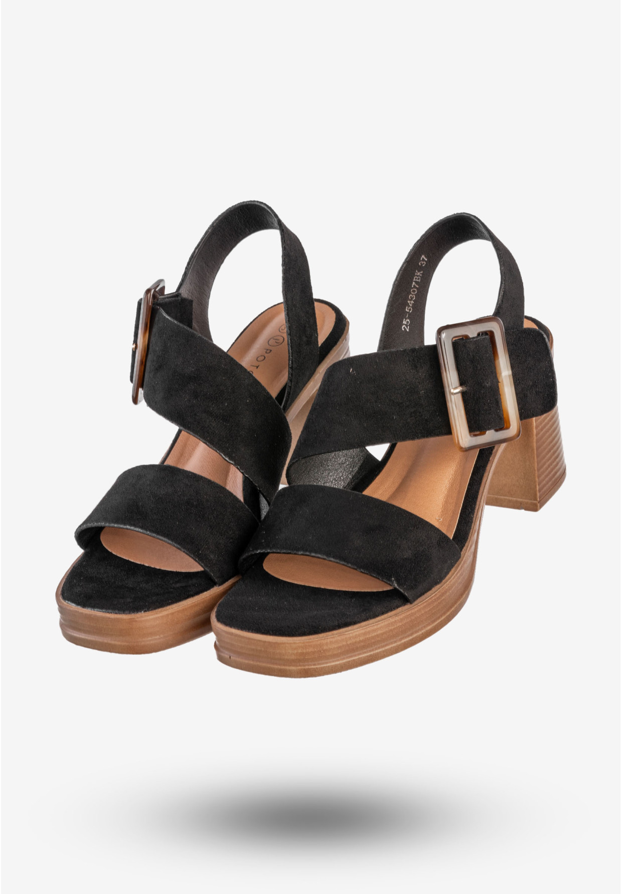 Sandały Damskie Ekoskóra Buty Eleganckie Na Obcasie Czarne Potocki 25-54307BK