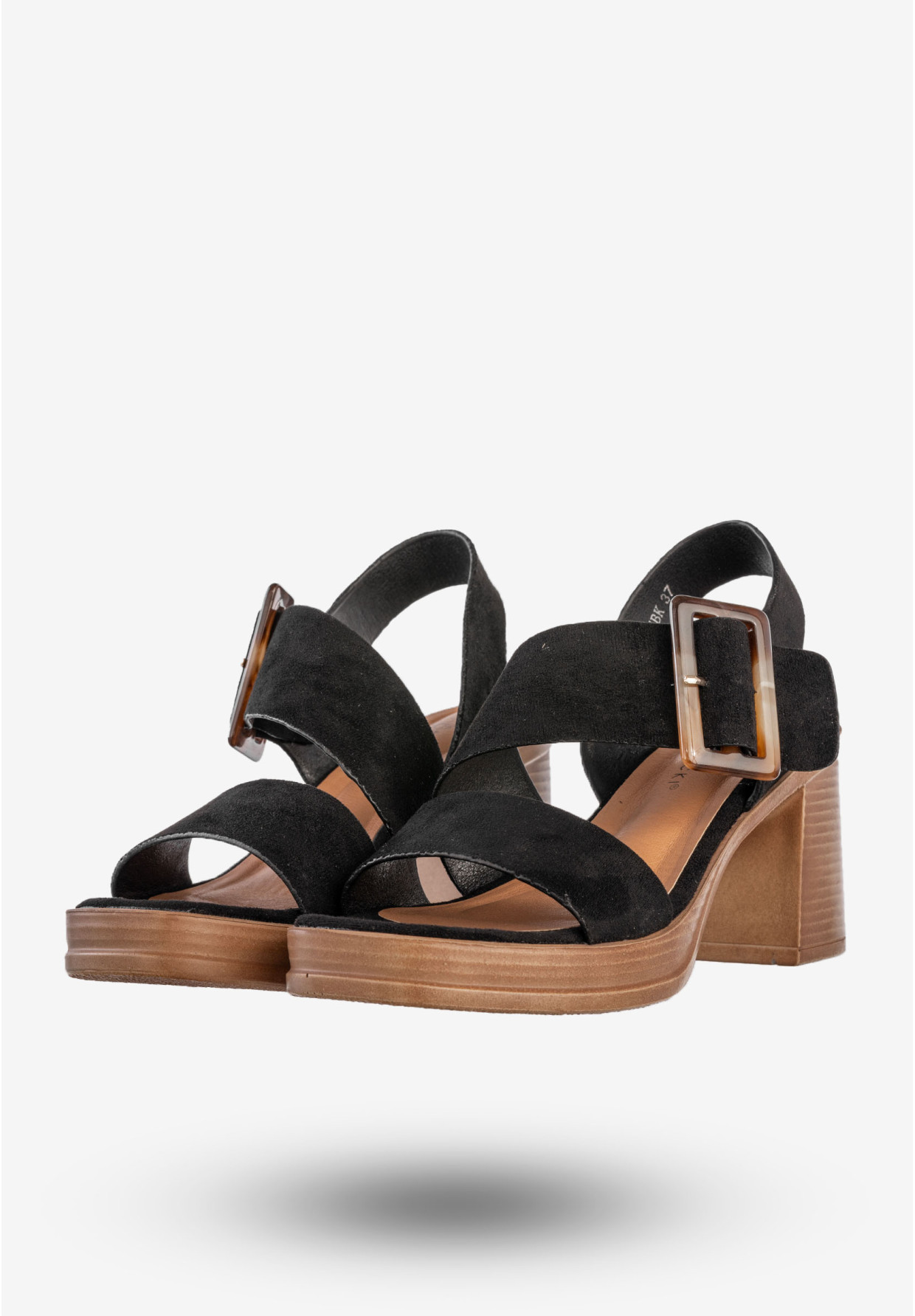Sandały Damskie Ekoskóra Buty Eleganckie Na Obcasie Czarne Potocki 25-54307BK