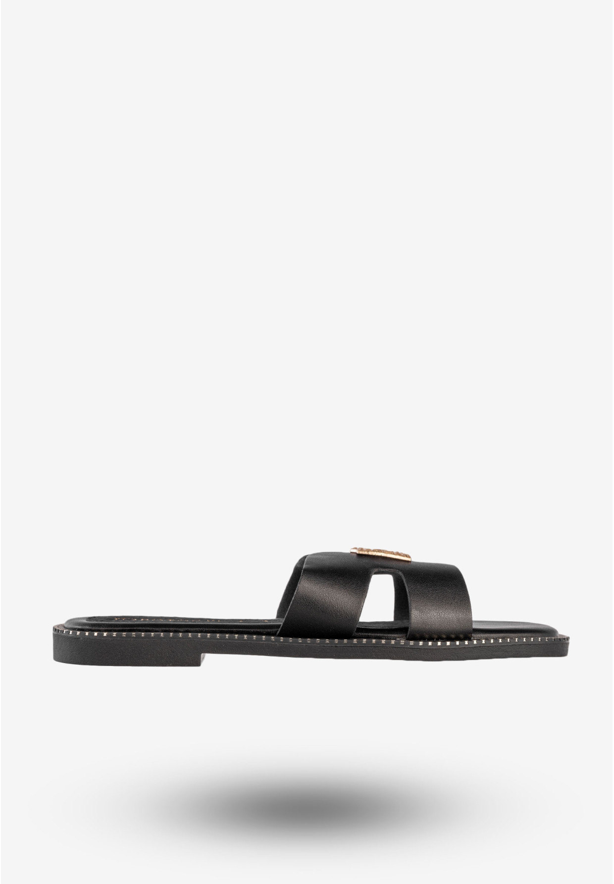 Klapki Damskie Ekoskóra Buty Eleganckie Płaski Obcas Czarne Potocki 25-08305BK