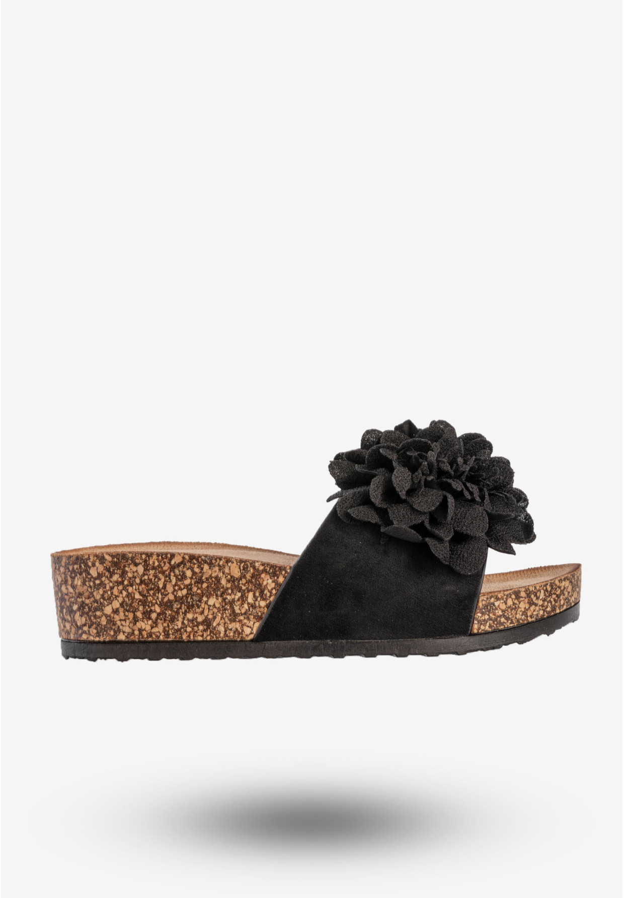 Klapki Damskie Buty Eleganckie Z Kwiatkiem Na Platformie Czarne Potocki 25-17300BK