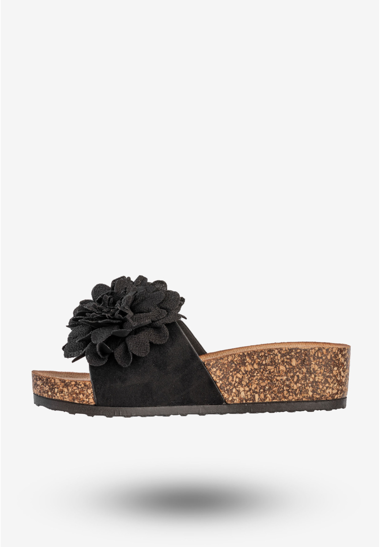 Klapki Damskie Buty Eleganckie Z Kwiatkiem Na Platformie Czarne Potocki 25-17300BK