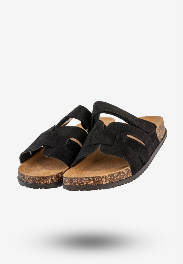 Klapki Damskie Buty Eleganckie Płaski Obcas Wygodne Czarne Potocki 25-17305BK