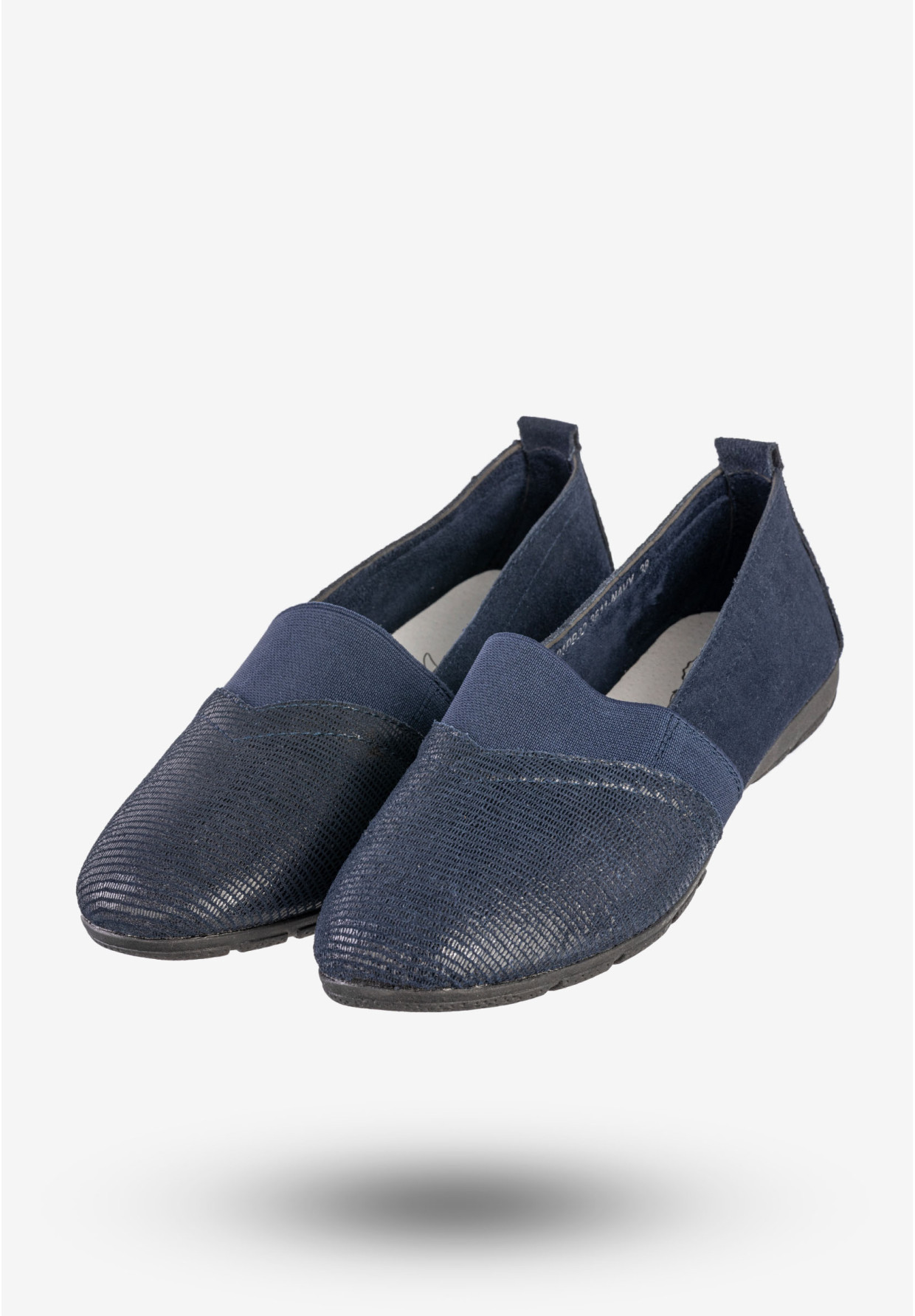 Półbuty Damskie Skórzane Buty Wsuwane Baleriny Granatowe Jezzi 21PB32-3611