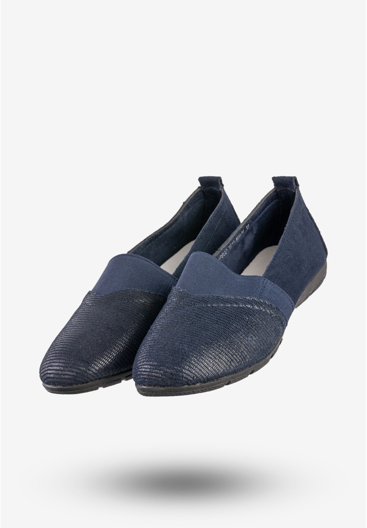 Półbuty Damskie Skórzane Buty Wsuwane Baleriny Granatowe Jezzi 21PB32-3611