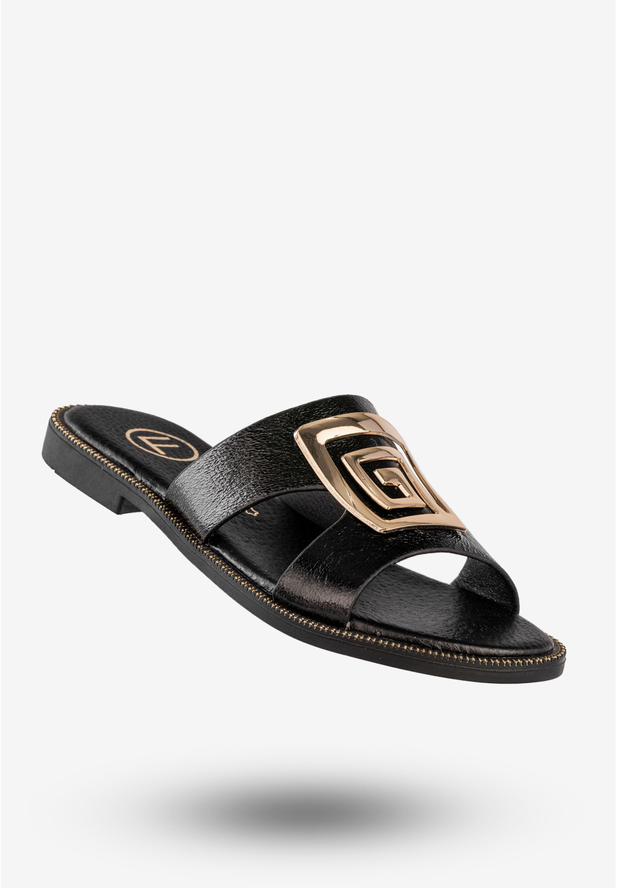 Klapki Damskie Ekoskóra Buty Eleganckie Płaski Obcas Czarne Filippo DK3703/25BK