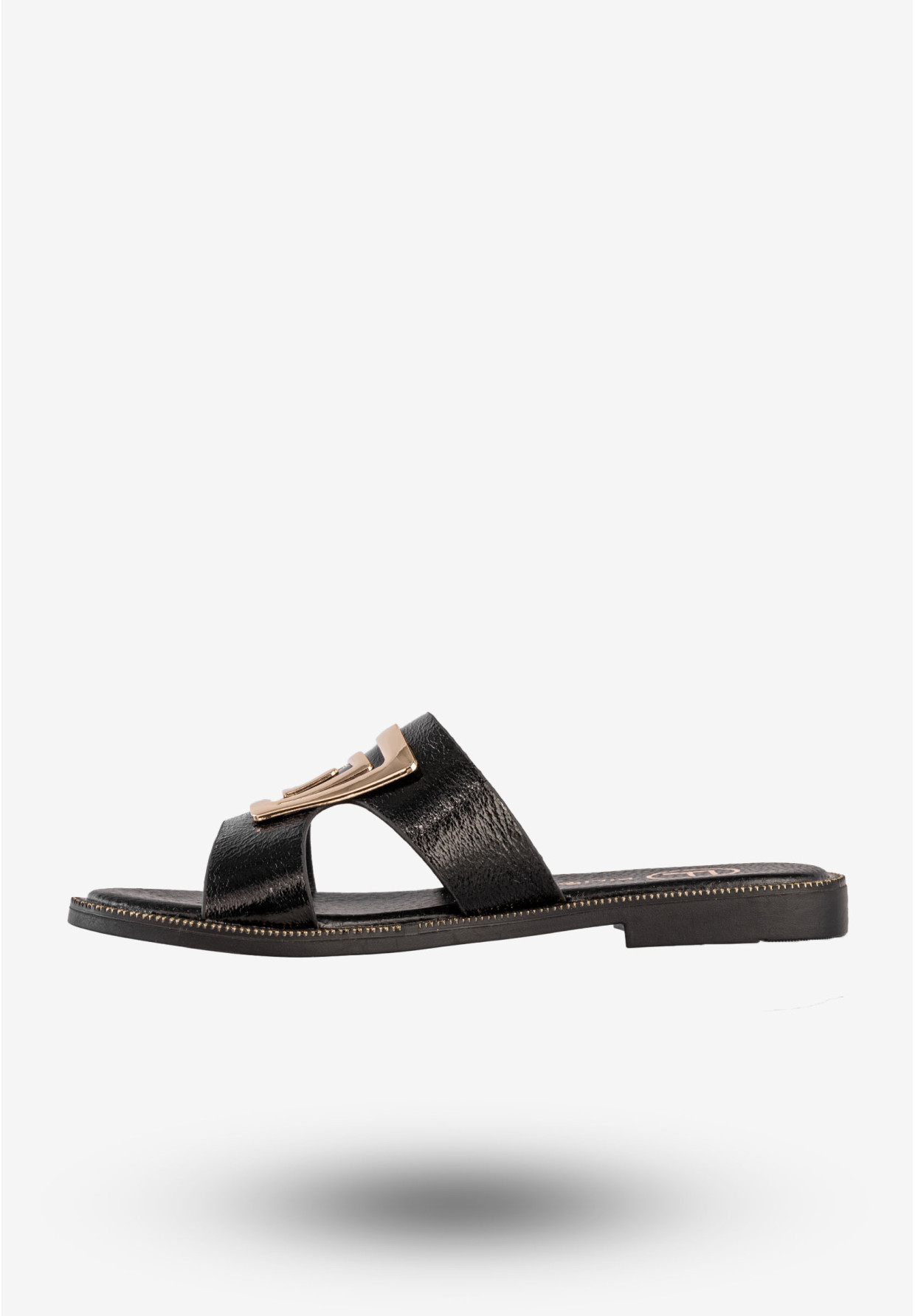 Klapki Damskie Ekoskóra Buty Eleganckie Płaski Obcas Czarne Filippo DK3703/25BK