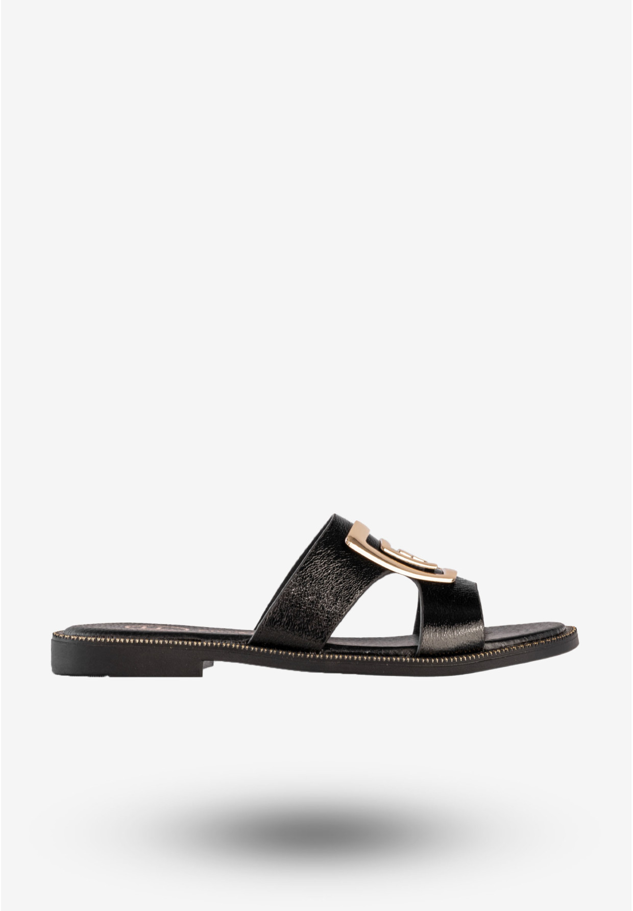 Klapki Damskie Ekoskóra Buty Eleganckie Płaski Obcas Czarne Filippo DK3703/25BK