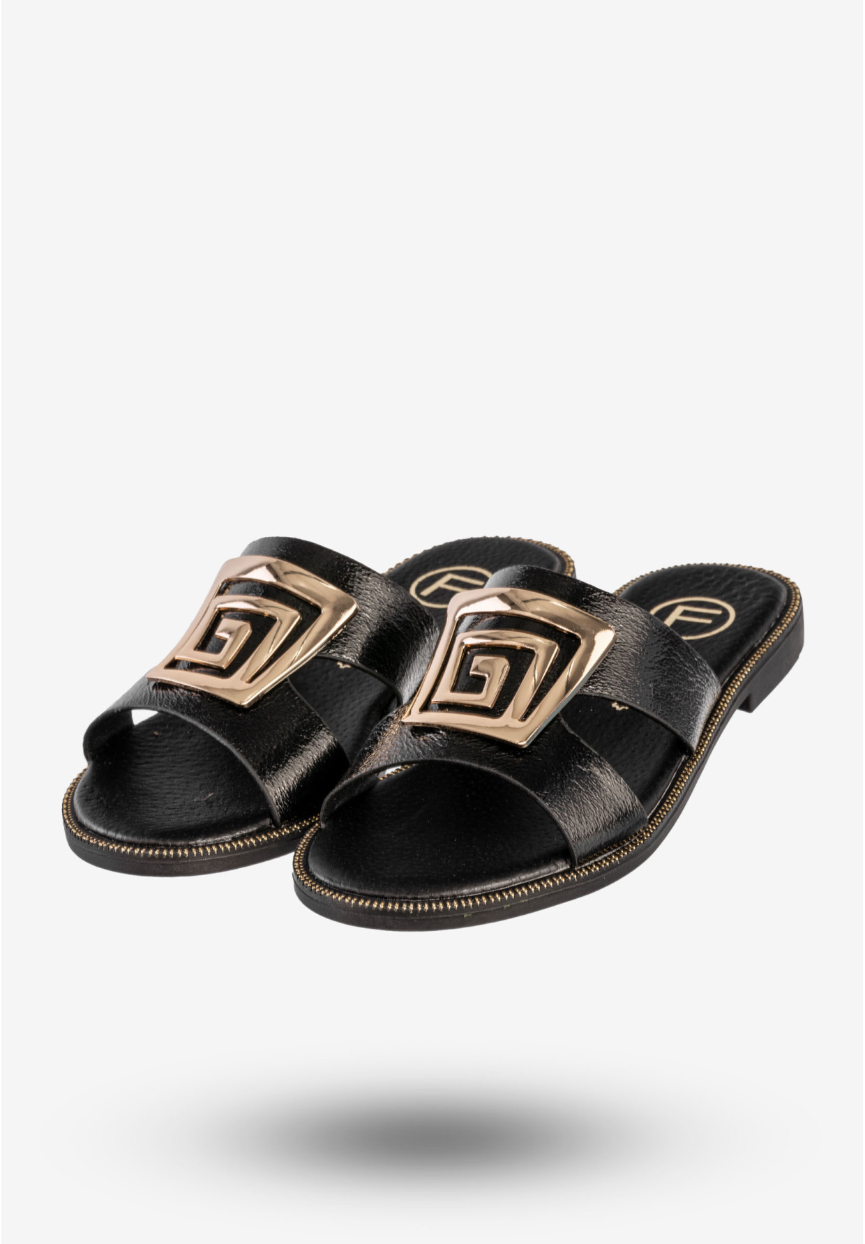 Klapki Damskie Ekoskóra Buty Eleganckie Płaski Obcas Czarne Filippo DK3703/25BK