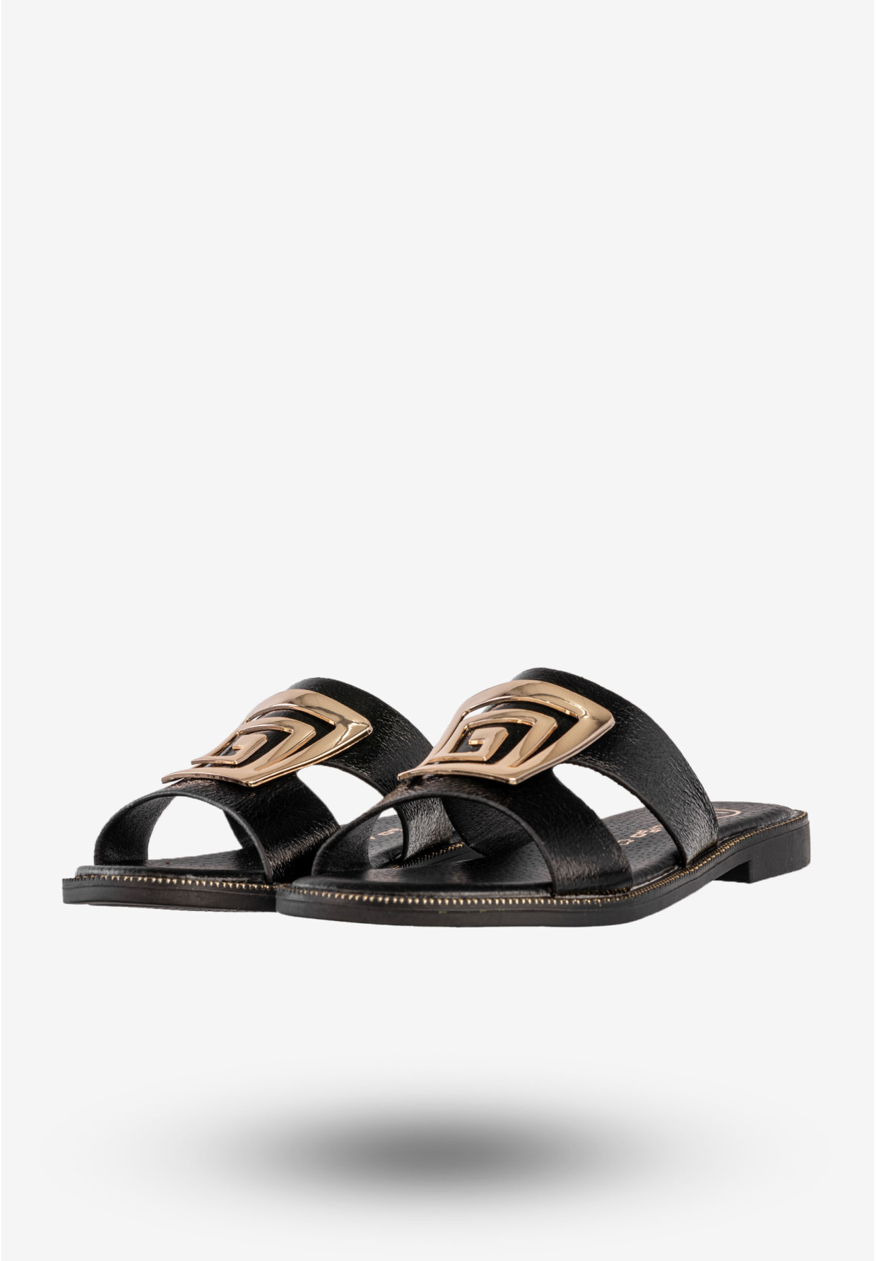 Klapki Damskie Ekoskóra Buty Eleganckie Płaski Obcas Czarne Filippo DK3703/25BK