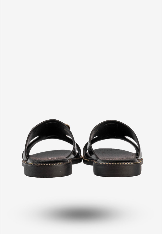 Klapki Damskie Ekoskóra Buty Eleganckie Płaski Obcas Czarne Filippo DK3703/25BK