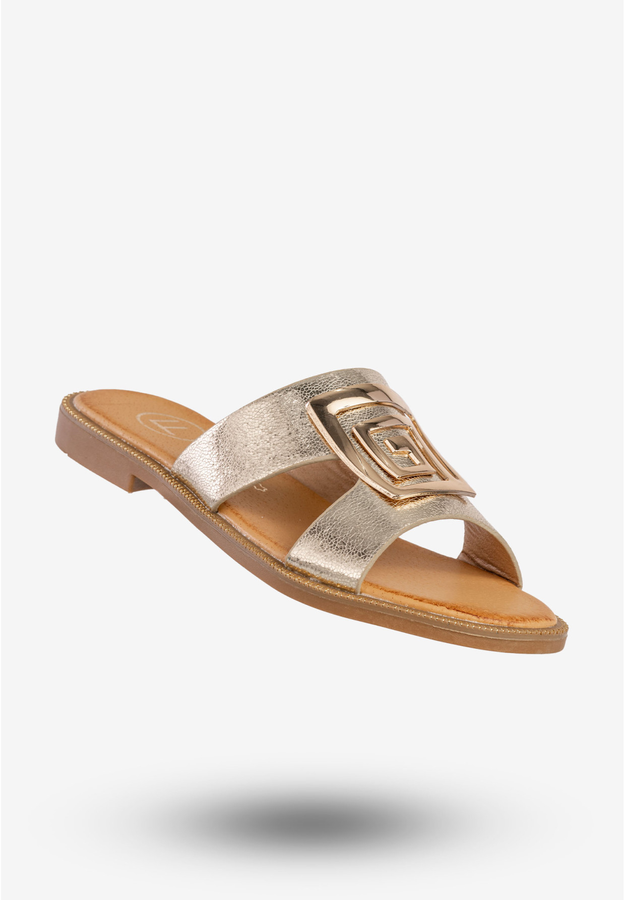 Klapki Damskie Ekoskóra Buty Eleganckie Płaski Obcas Złote Filippo DK3703/25GO