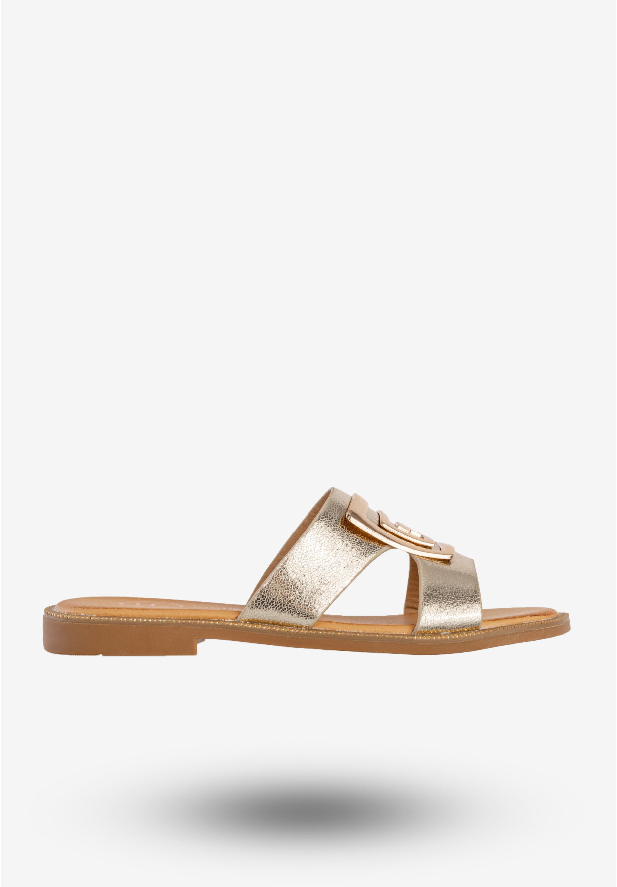 Klapki Damskie Ekoskóra Buty Eleganckie Płaski Obcas Złote Filippo DK3703/25GO