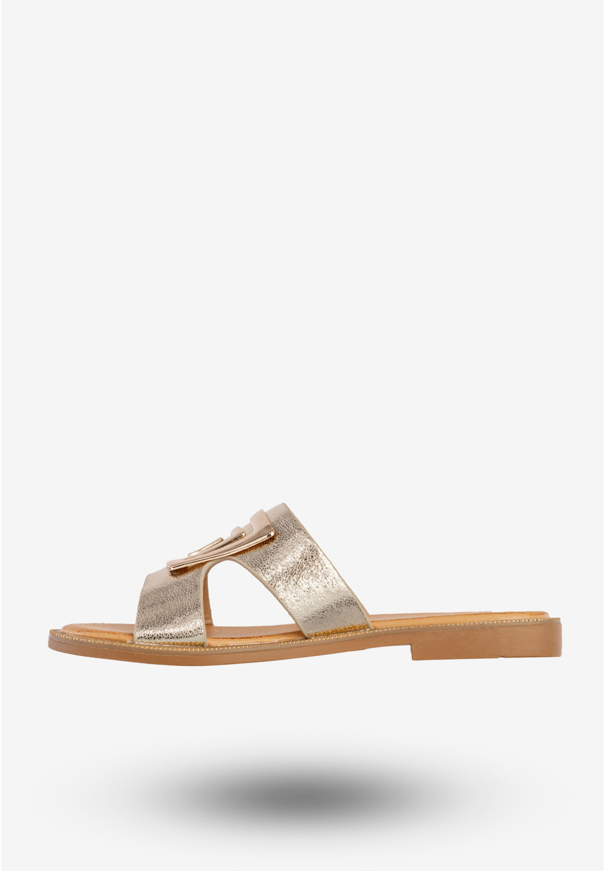 Klapki Damskie Ekoskóra Buty Eleganckie Płaski Obcas Złote Filippo DK3703/25GO