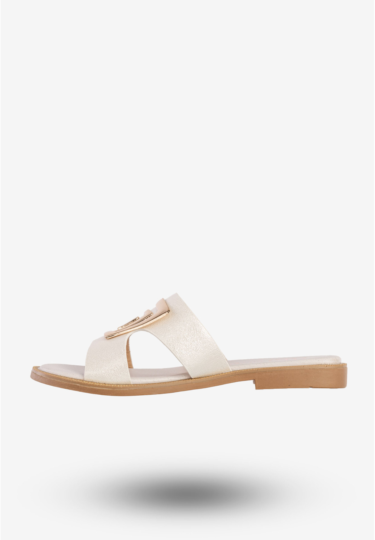 Klapki Damskie Ekoskóra Buty Eleganckie Płaski Obcas Białe Filippo DK3703/25WH