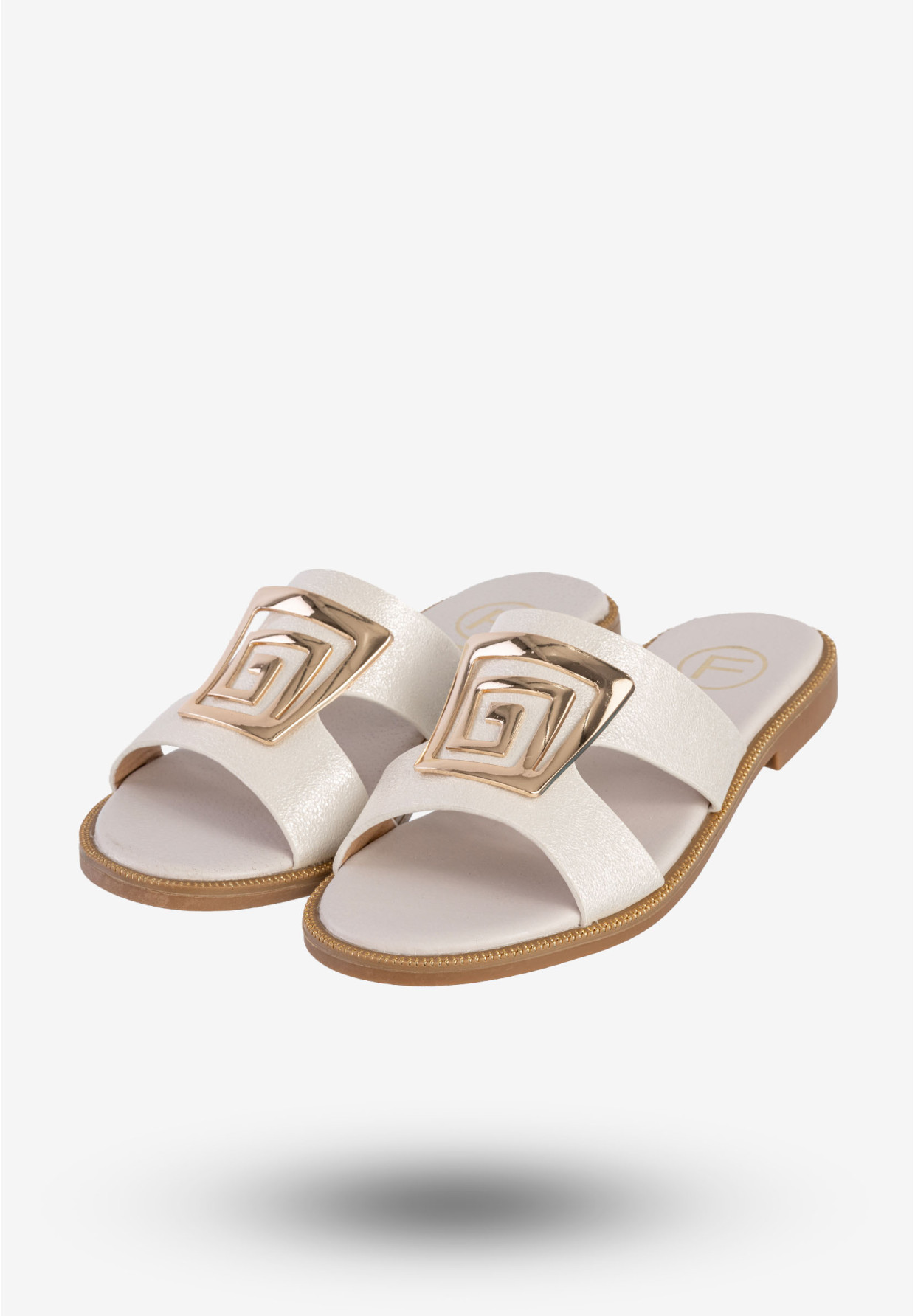 Klapki Damskie Ekoskóra Buty Eleganckie Płaski Obcas Białe Filippo DK3703/25WH